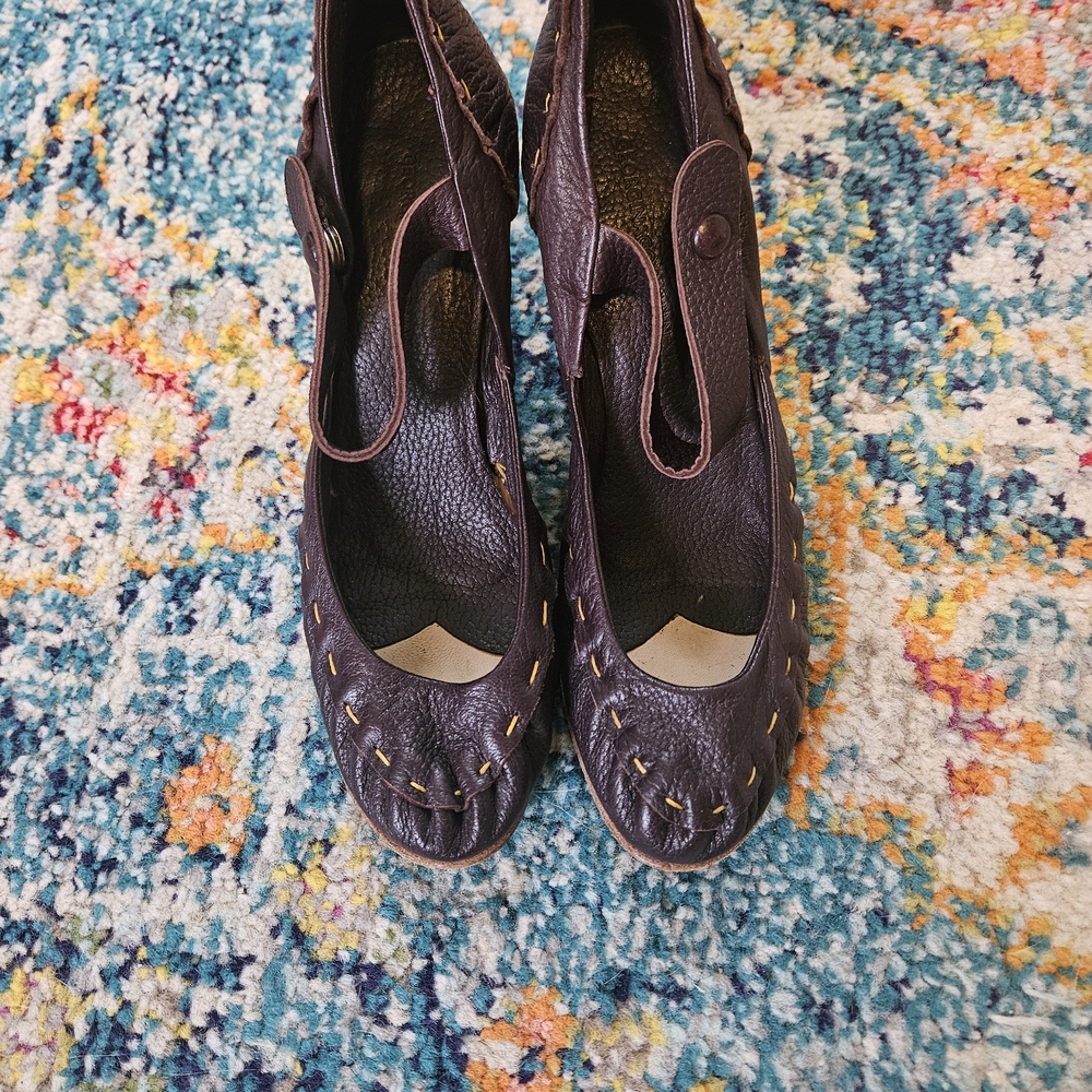 Elegant Dark Brown Leather Heels for Women